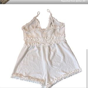 Spaghetti Strap White Ruffle Romper
